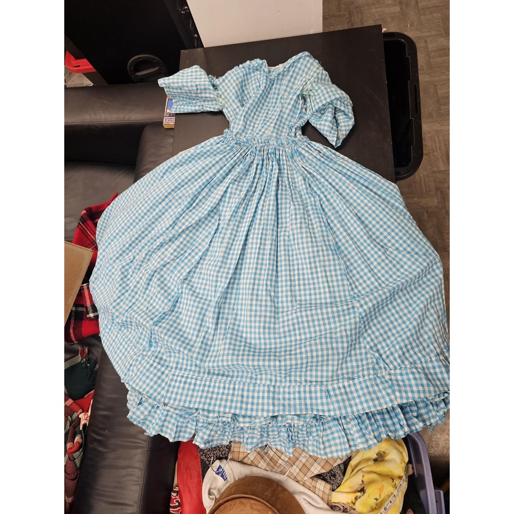 Vintage Cottagecore Gingham Blue Dress 60s / 70s Dorotyh Wizard of‎ Oz Style - Picture 12 of 13
